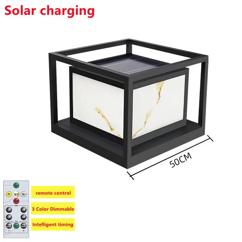 Simple Outdoor Laminated Marble Solar Lawn Lamp - Hans Lumiere