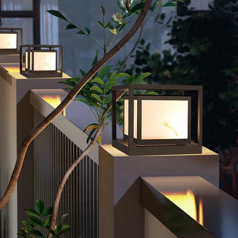 Simple Outdoor Laminated Marble Solar Lawn Lamp - Hans Lumiere