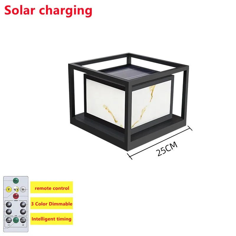 Simple Outdoor Laminated Marble Solar Lawn Lamp - Hans Lumiere