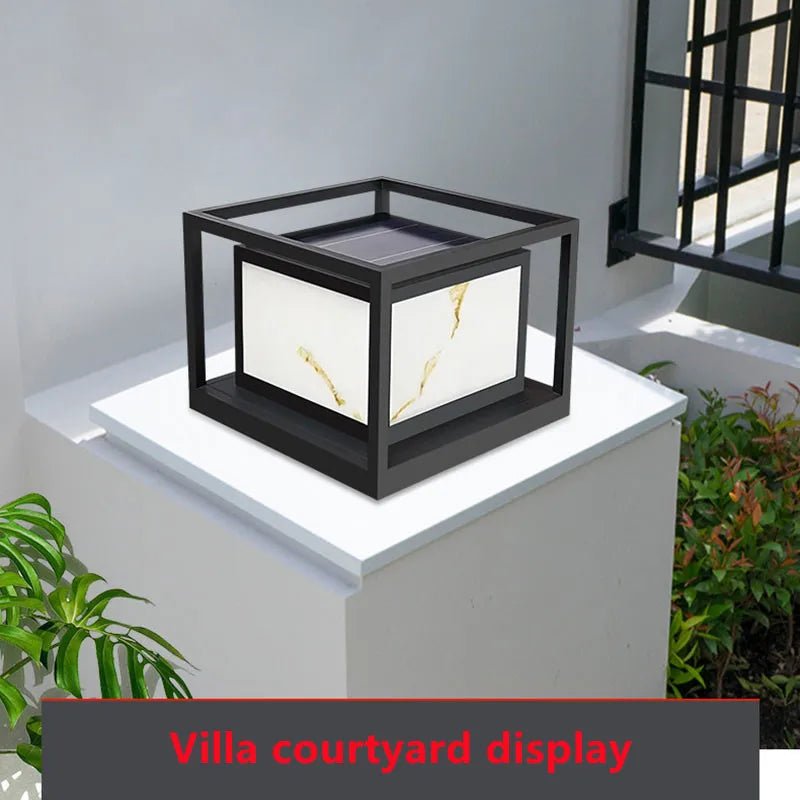 Simple Outdoor Laminated Marble Solar Lawn Lamp - Hans Lumiere