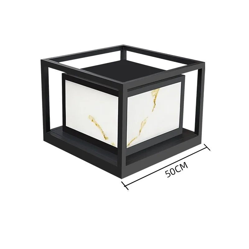 Simple Outdoor Laminated Marble Solar Lawn Lamp - Hans Lumiere