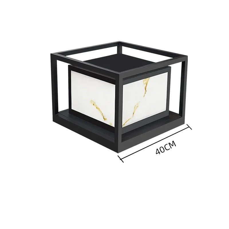 Simple Outdoor Laminated Marble Solar Lawn Lamp - Hans Lumiere