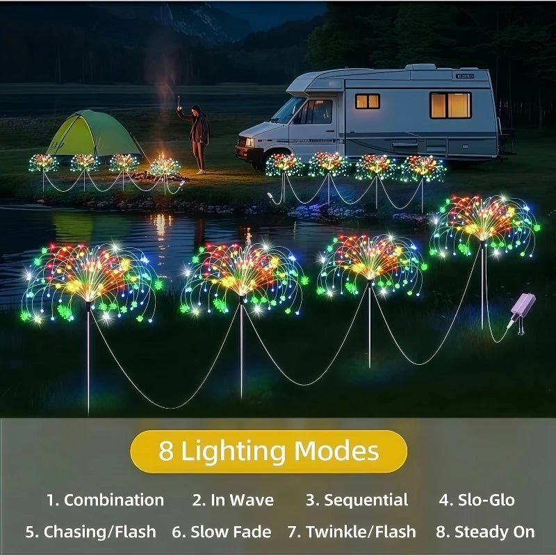 Solar Fairy Light Ground Stakes – 8-Mode Copper Wire Garden Lights, 6-Pack - Hans Lumiere