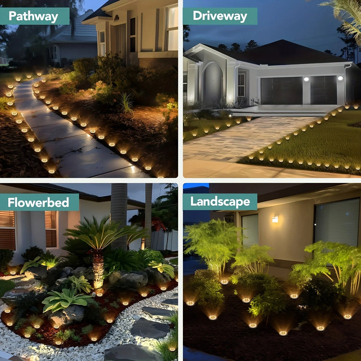 Solar In-Ground Disk Lights, 10-Pack Waterproof LED Landscape Lights - Hans Lumiere
