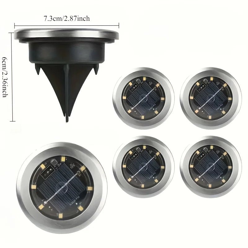 Solar In-Ground Disk Lights, 10-Pack Waterproof LED Landscape Lights - Hans Lumiere