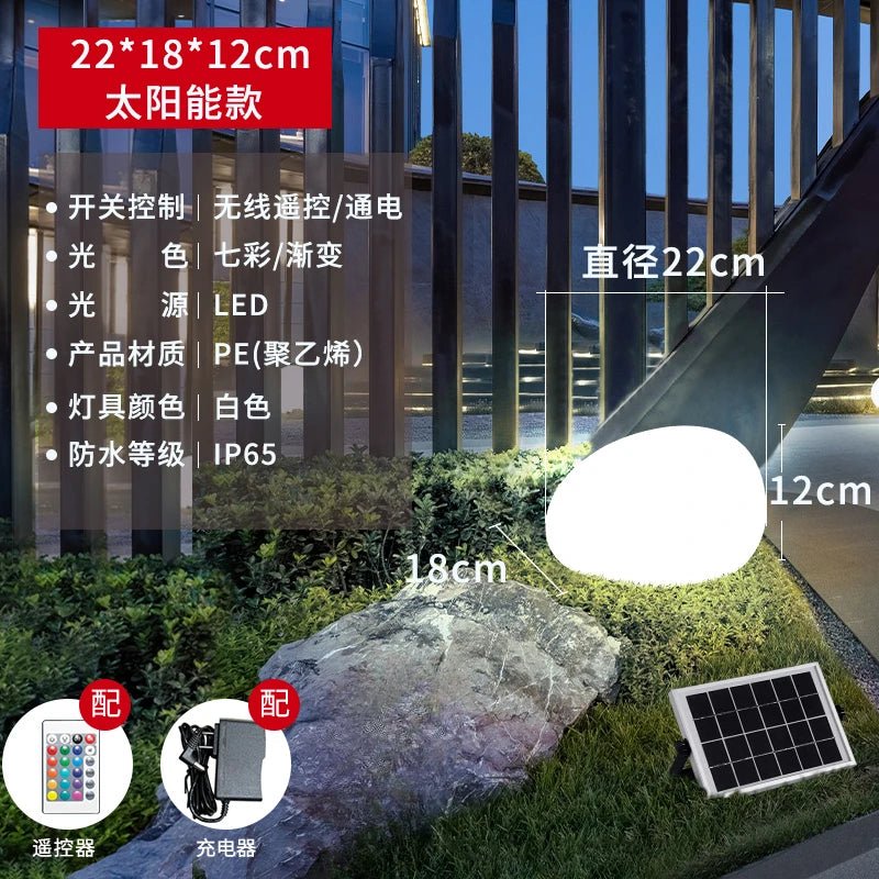 Solar LED Outdoor Waterproof Stone Lawn Lights - Hans Lumiere