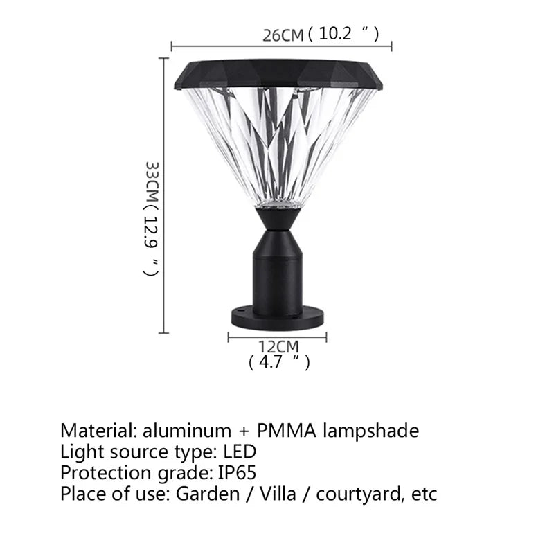 Solar LED Waterproof Pillar Post Lamp - Hans Lumiere