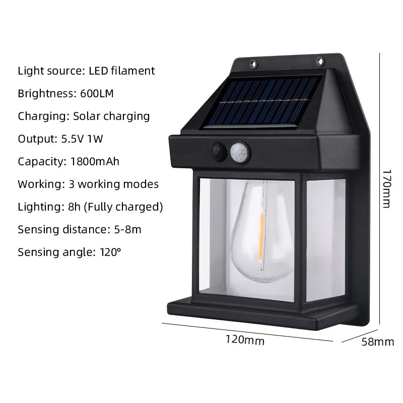 Solar Motion Sensor Security Wall Light - Waterproof Dusk to Dawn Lighting - Hans Lumiere