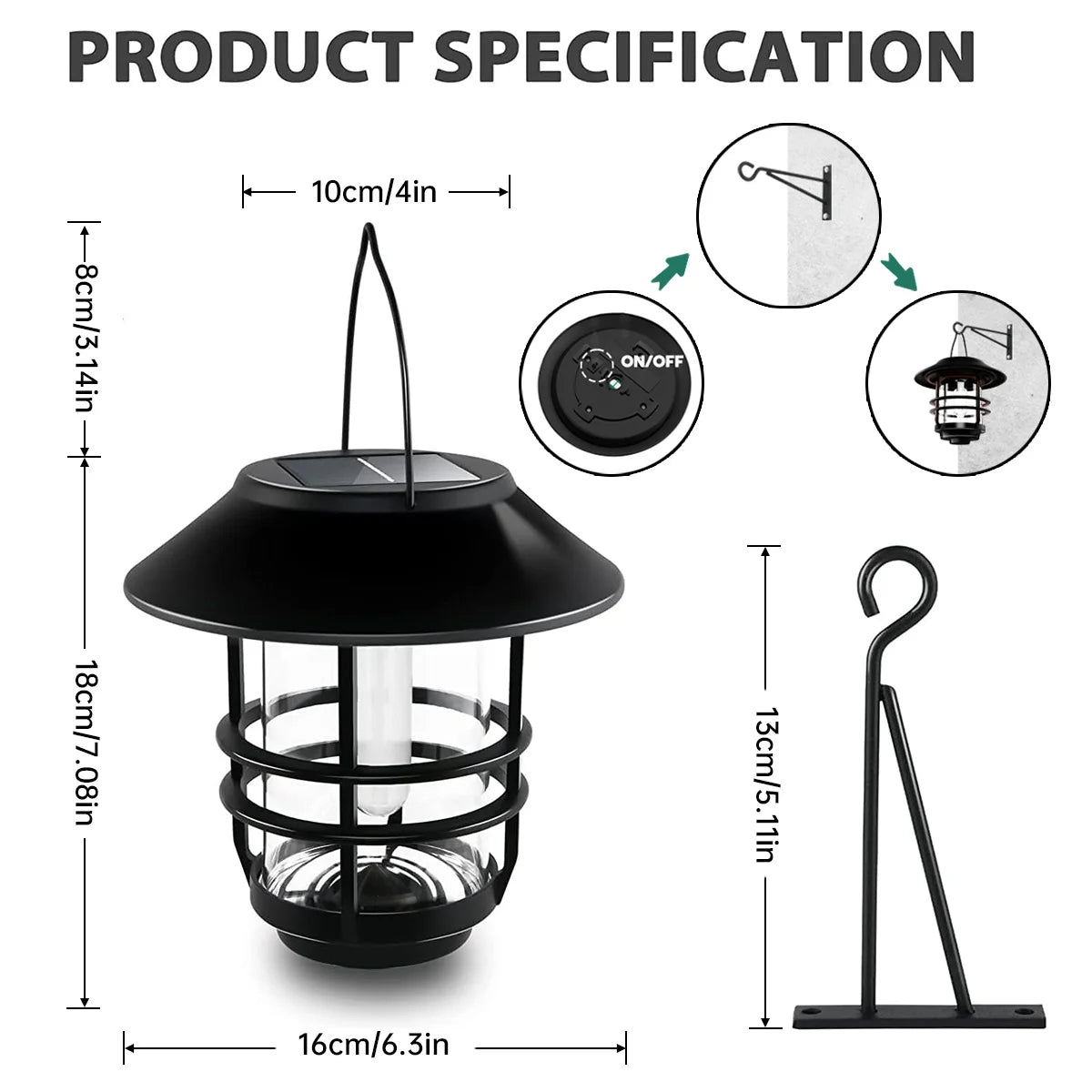 Solar Outdoor Wireless Waterproof Flickering Flames Lantern - Hans Lumiere