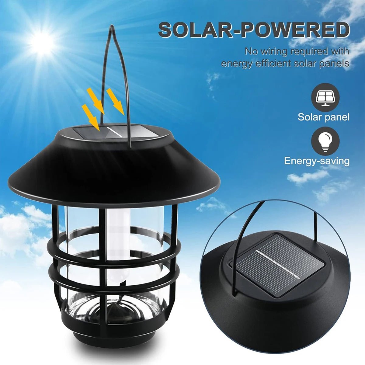 Solar Outdoor Wireless Waterproof Flickering Flames Lantern - Hans Lumiere