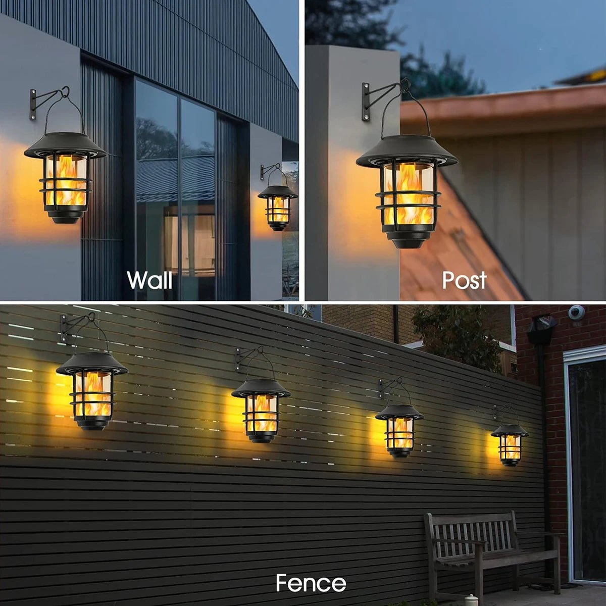 Solar Outdoor Wireless Waterproof Flickering Flames Lantern - Hans Lumiere