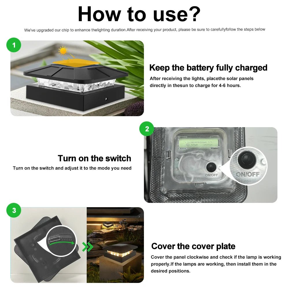 Solar Post Cap Light – IP65 Waterproof LED for 4x4 Fence & Deck Posts - Hans Lumiere