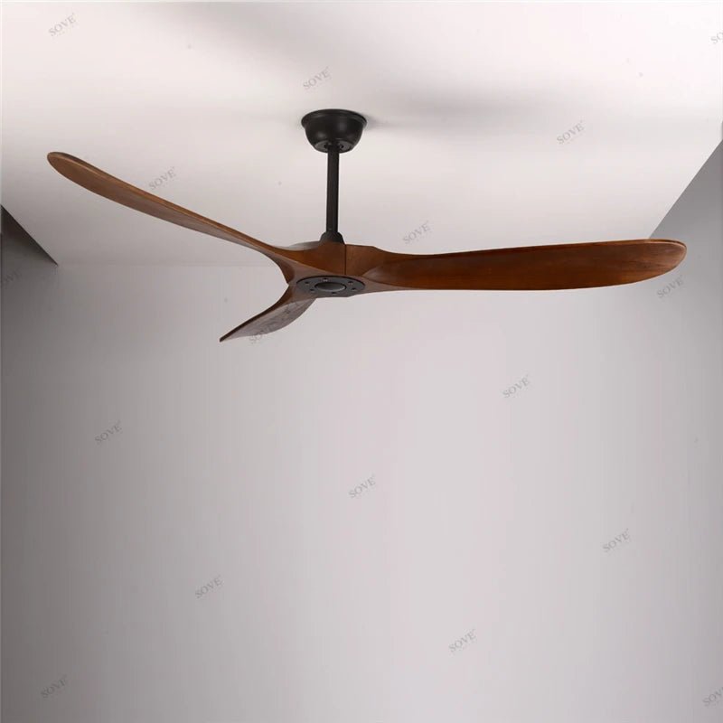 Solid Wood Blade Ceiling Fan With Remote Control - Hans Lumiere