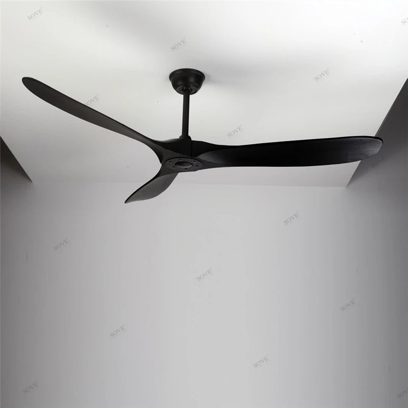 Solid Wood Blade Ceiling Fan With Remote Control - Hans Lumiere