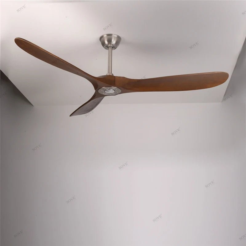 Solid Wood Blade Ceiling Fan With Remote Control - Hans Lumiere
