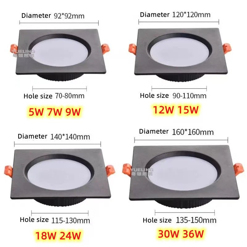 Square Embedded LED Downlight – Dimmable Ceiling Grid Spotlight - Hans Lumiere
