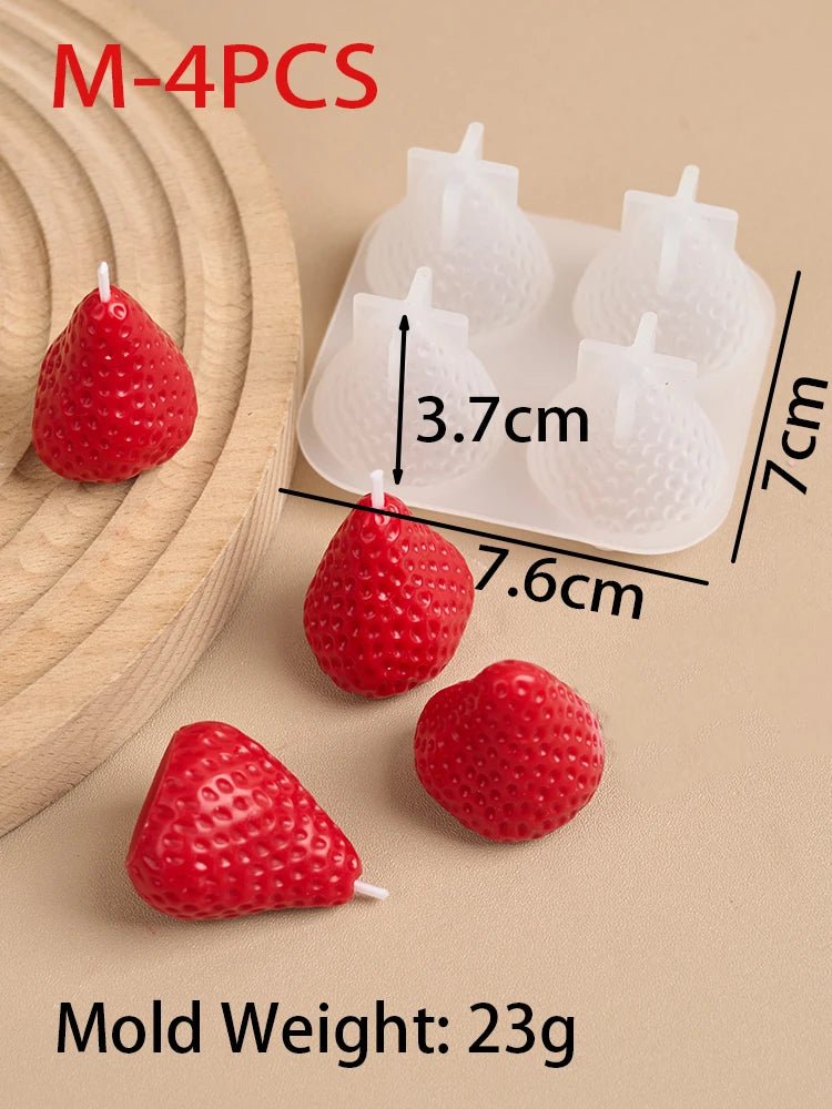 Strawberry - Shaped Scented Miniature Aromatherapy Candles 4pcs - Hans Lumiere