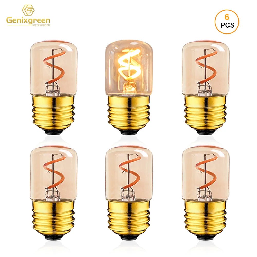 T28 Mini Tube Spiral Filament LED Bulb 1.5W 2200K Amber, E26 E27 - Hans Lumiere