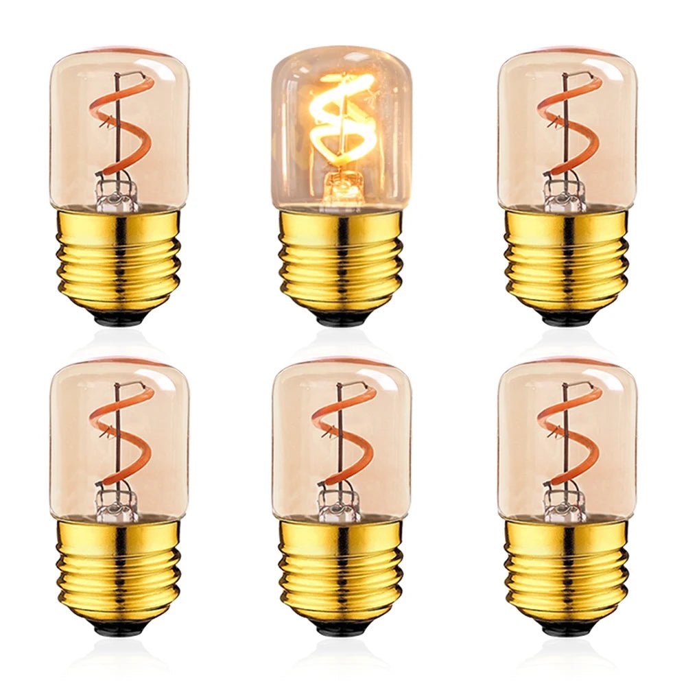T28 Mini Tube Spiral Filament LED Bulb 1.5W 2200K Amber, E26 E27 - Hans Lumiere