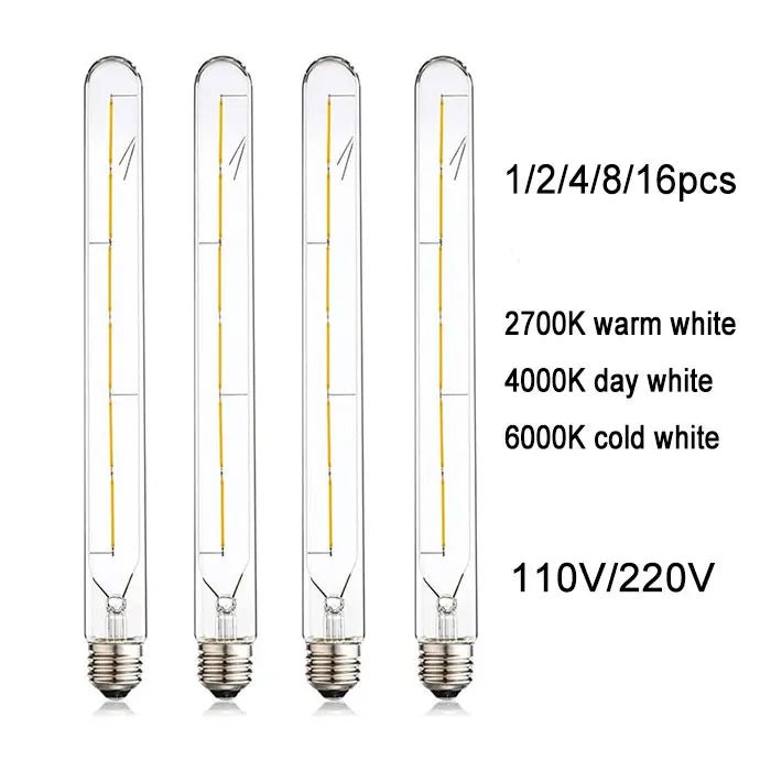 T30 Long Tube Edison LED Filament Bulb 30cm 6W, E26 E27, 2700K 4000K 6000K - Hans Lumiere