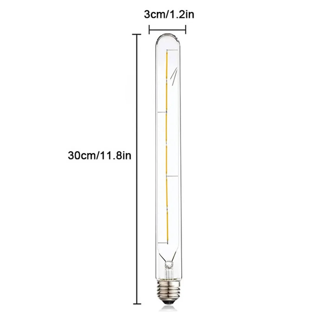 T30 Long Tube Edison LED Filament Bulb 30cm 6W, E26 E27, 2700K 4000K 6000K - Hans Lumiere