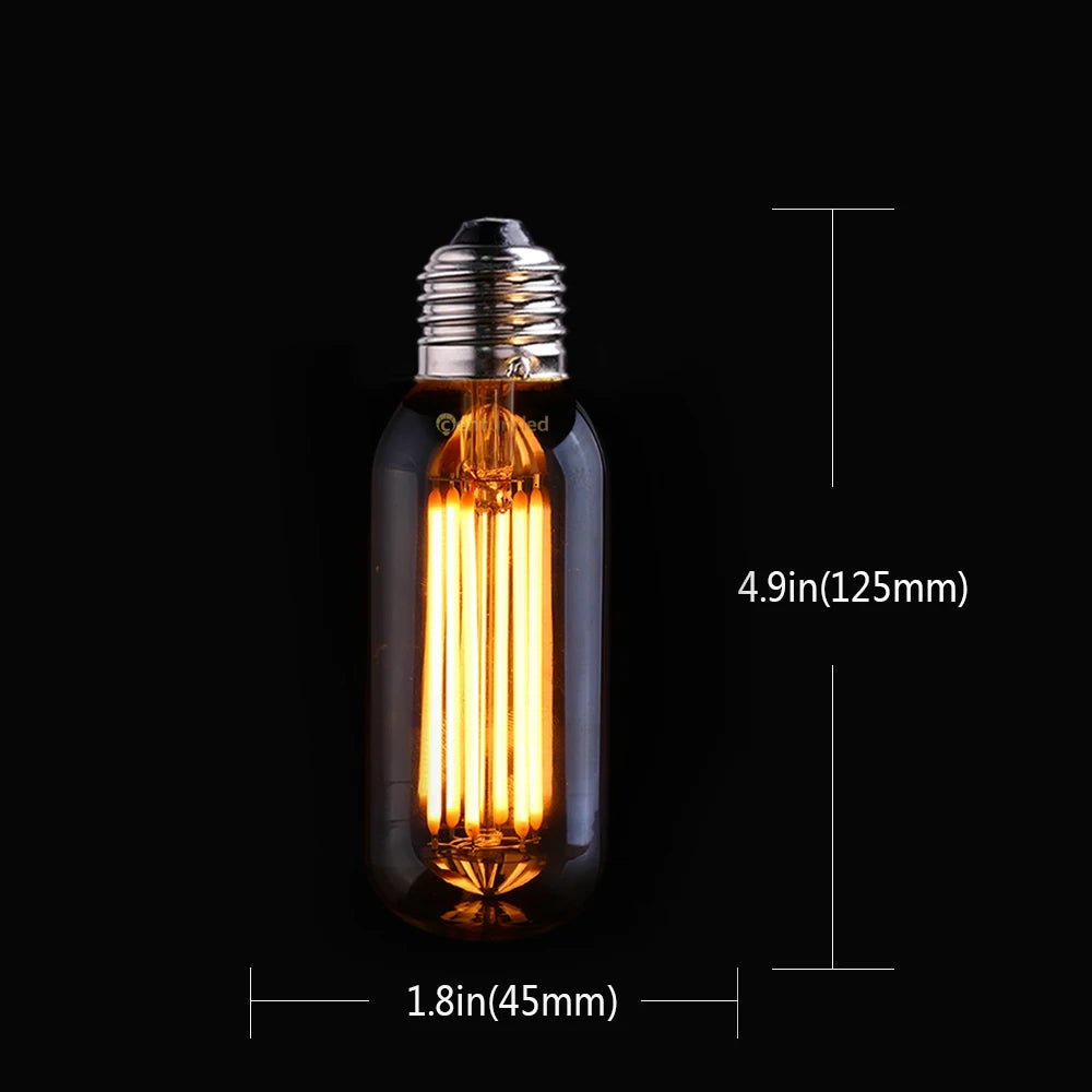 T45 Gold Tint Long Tube Edison LED Bulb 6W 2200K Dimmable, E26 E27 - Hans Lumiere
