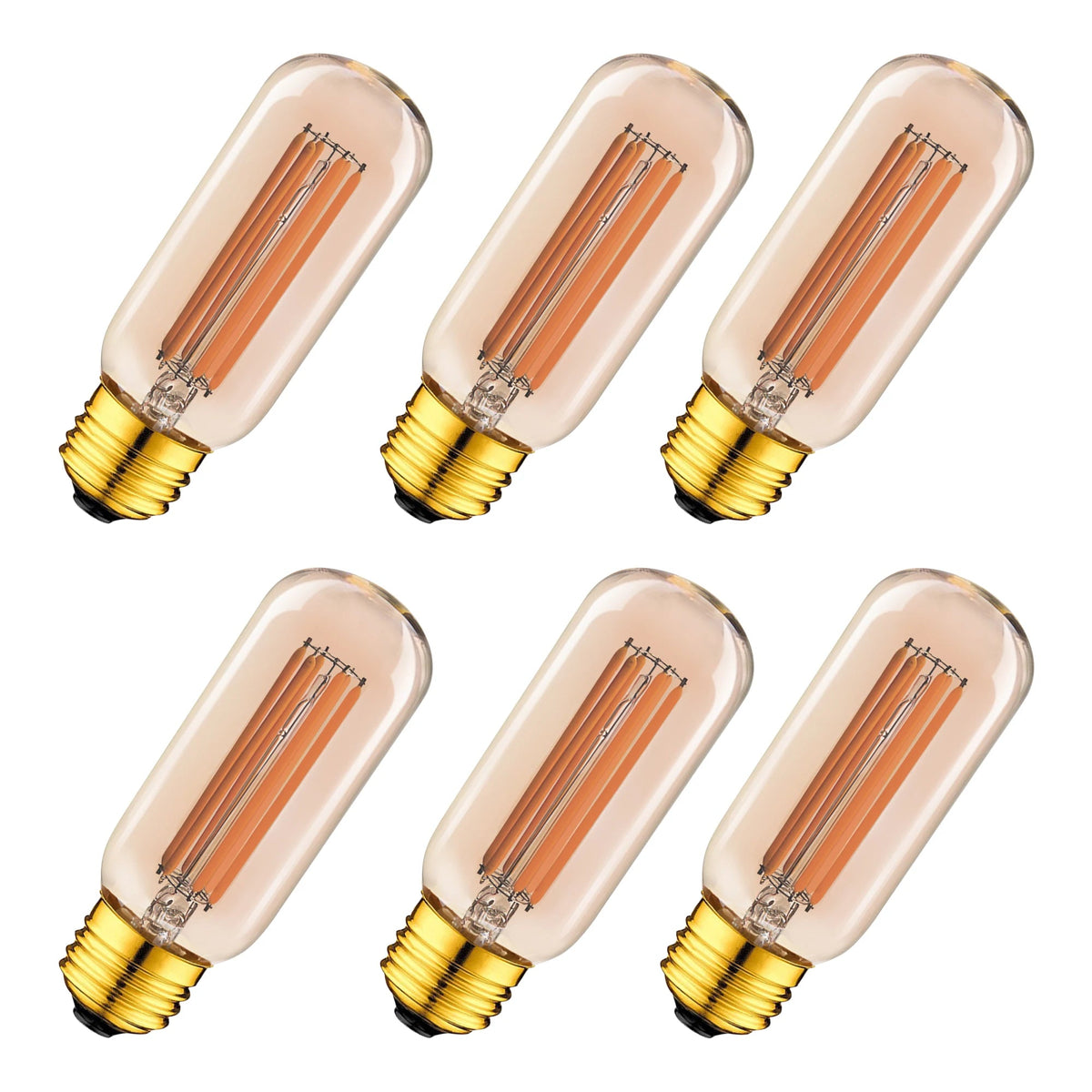 T45 Gold Tint Long Tube Edison LED Bulb 6W 2200K Dimmable, E26 E27 - Hans Lumiere