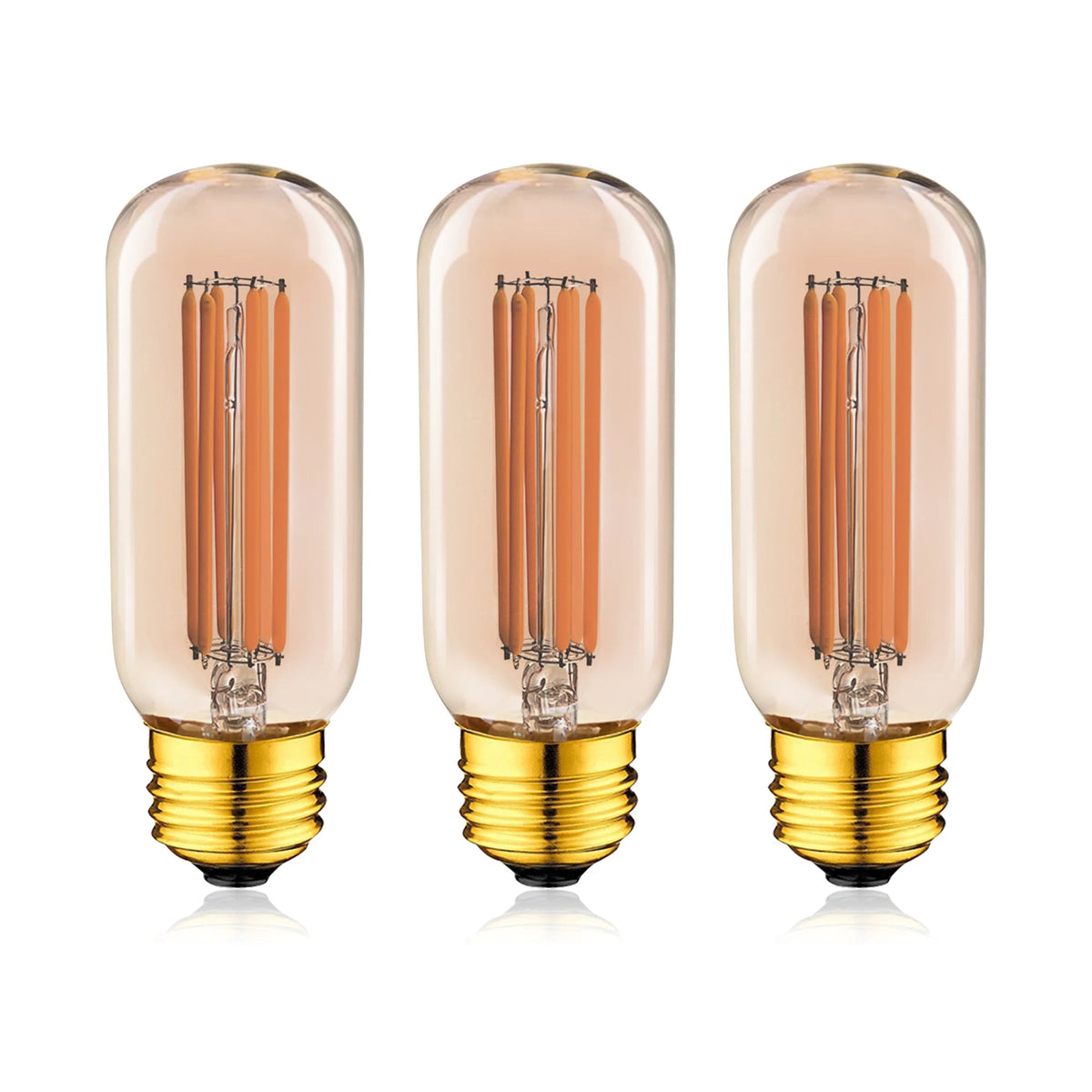 T45 Gold Tint Long Tube Edison LED Bulb 6W 2200K Dimmable, E26 E27 - Hans Lumiere