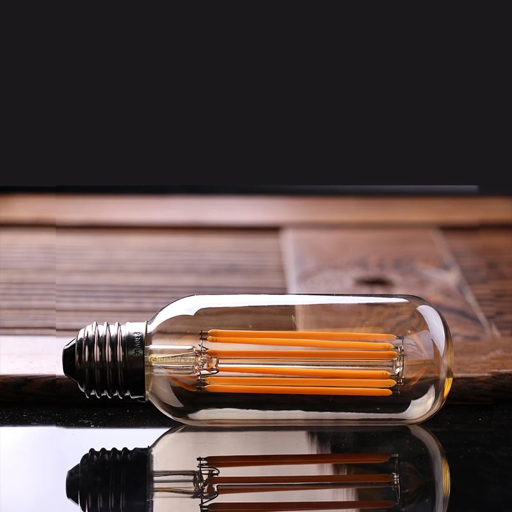 T45 Gold Tint Long Tube Edison LED Bulb 6W 2200K Dimmable, E26 E27 - Hans Lumiere