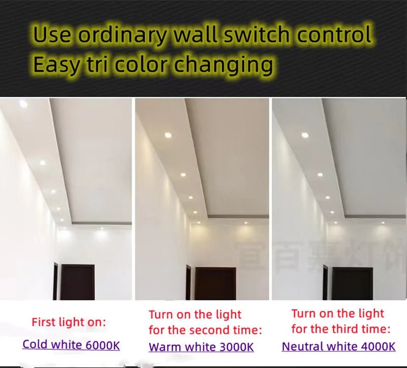 Tricolor Changeable Anti Glare Recessed LED Downlights - Hans Lumiere