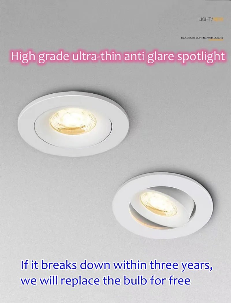 Tricolor Ultra - thin Embedded LED Ceiling Lamp Spotlight - Hans Lumiere