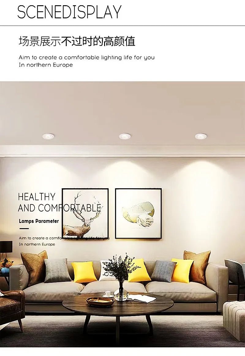 Tricolor Ultra - thin Embedded LED Ceiling Lamp Spotlight - Hans Lumiere