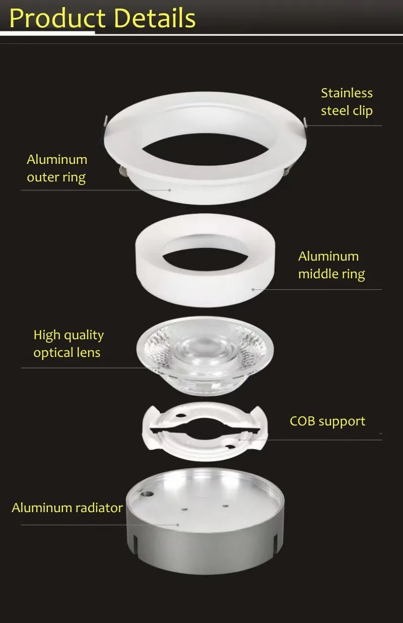 Tricolor Ultra - thin Embedded LED Ceiling Lamp Spotlight - Hans Lumiere