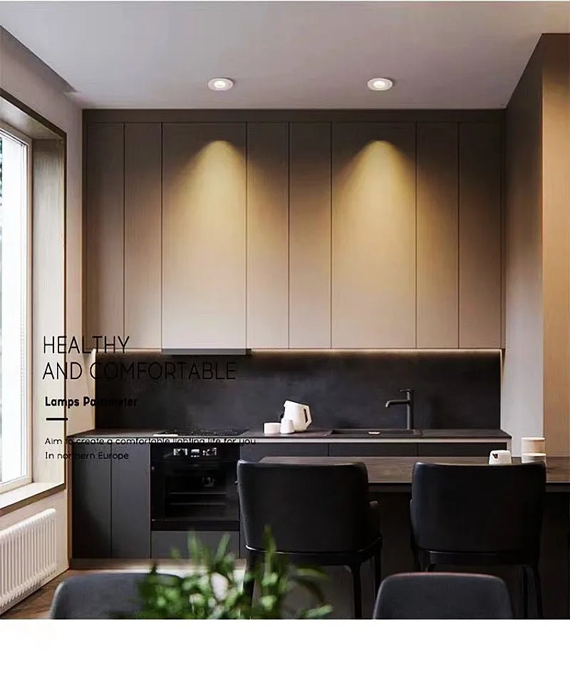 Tricolor Ultra - thin Embedded LED Ceiling Lamp Spotlight - Hans Lumiere