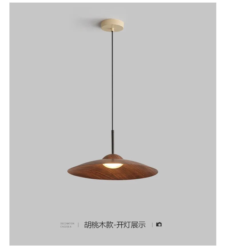 UFO Wood-Grain Dimmable LED Pendant Light - Hans Lumiere