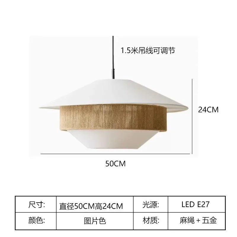 Vintage Japanese Hand Woven Hemp Rope Chandelier - Hans Lumiere