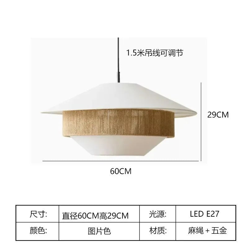 Vintage Japanese Hand Woven Hemp Rope Chandelier - Hans Lumiere