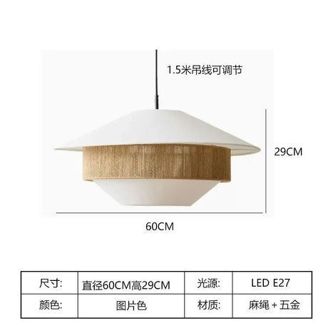 Vintage Japanese Hand Woven Hemp Rope Chandelier - Hans Lumiere