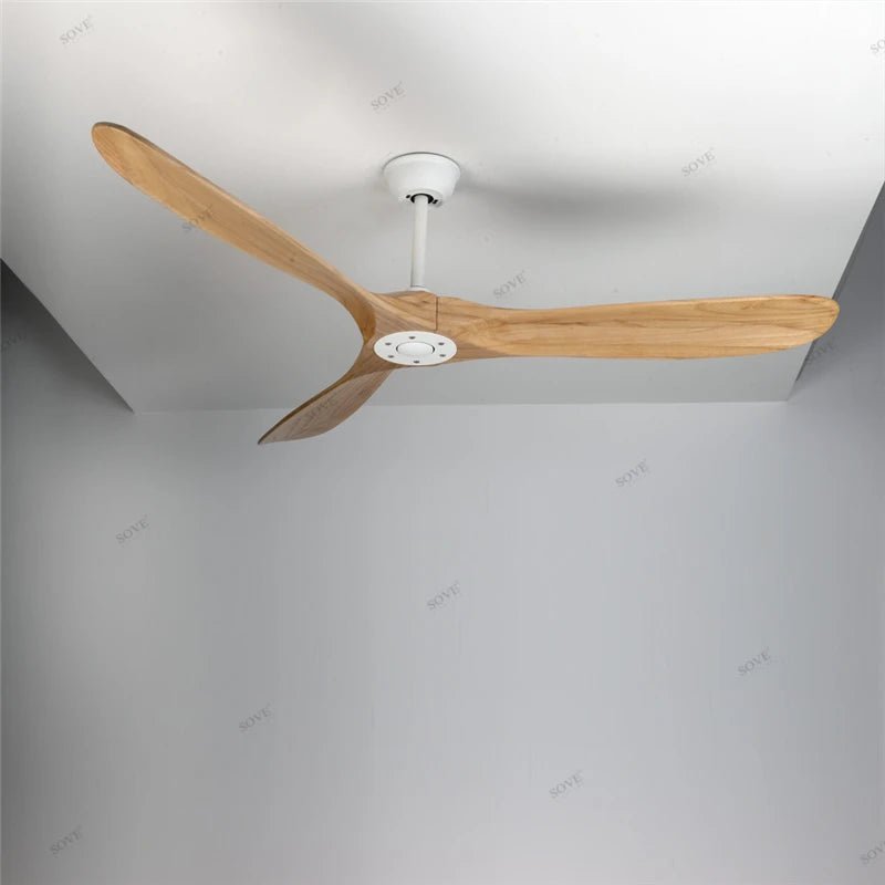 Vintage Wood Ceiling Fan With Remote Control - Hans Lumiere