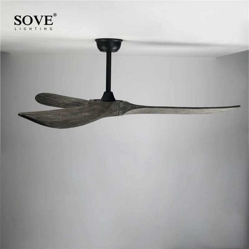 Vintage Wood Ceiling Fan With Remote Control - Hans Lumiere