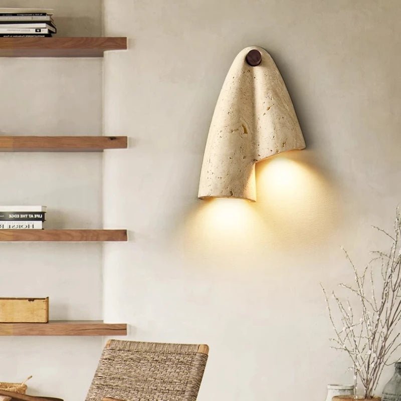 Wabi-Sabi Cave Stone Wall Sconce | Up & Down LED Wall Lamp - Hans Lumiere