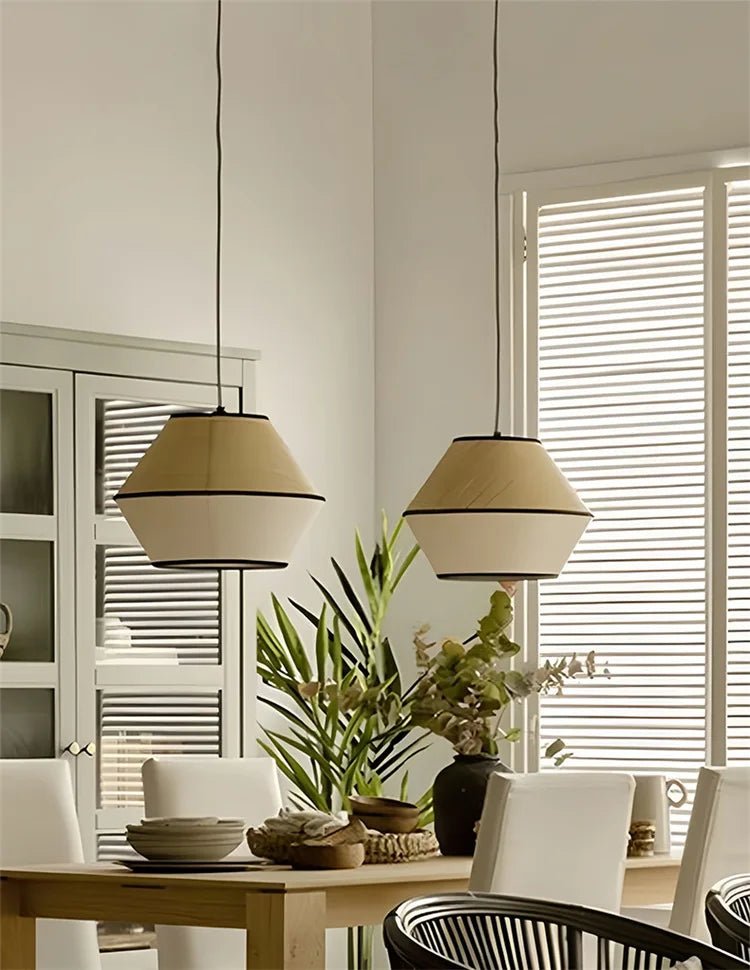 Wabi-Sabi Japanese Fabric Pendant Light - Bedroom & Restaurant - Hans Lumiere