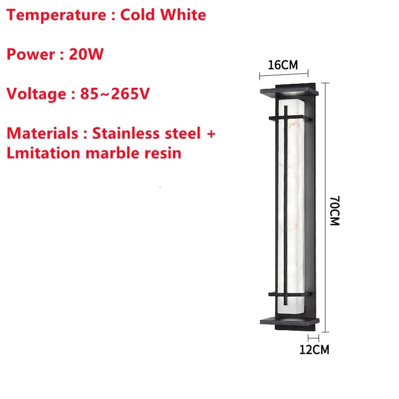 Waterproof Stainless Steel Marble LED Wall Porch Lamp - Hans Lumiere