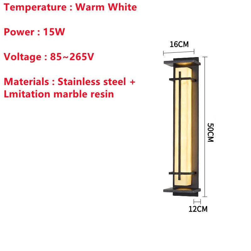 Waterproof Stainless Steel Marble LED Wall Porch Lamp - Hans Lumiere