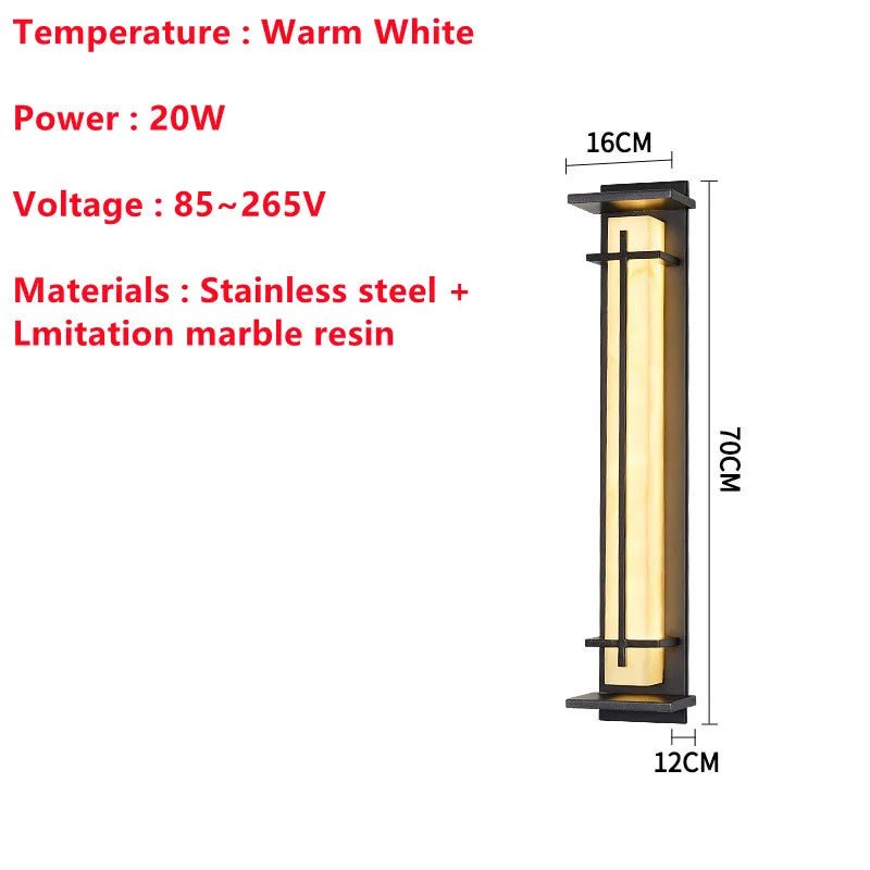Waterproof Stainless Steel Marble LED Wall Porch Lamp - Hans Lumiere