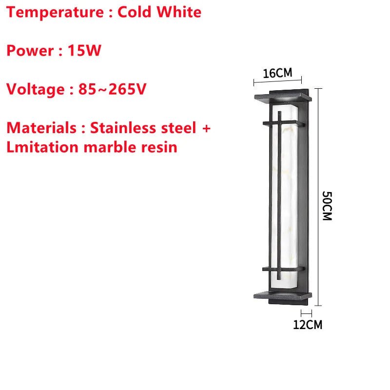 Waterproof Stainless Steel Marble LED Wall Porch Lamp - Hans Lumiere