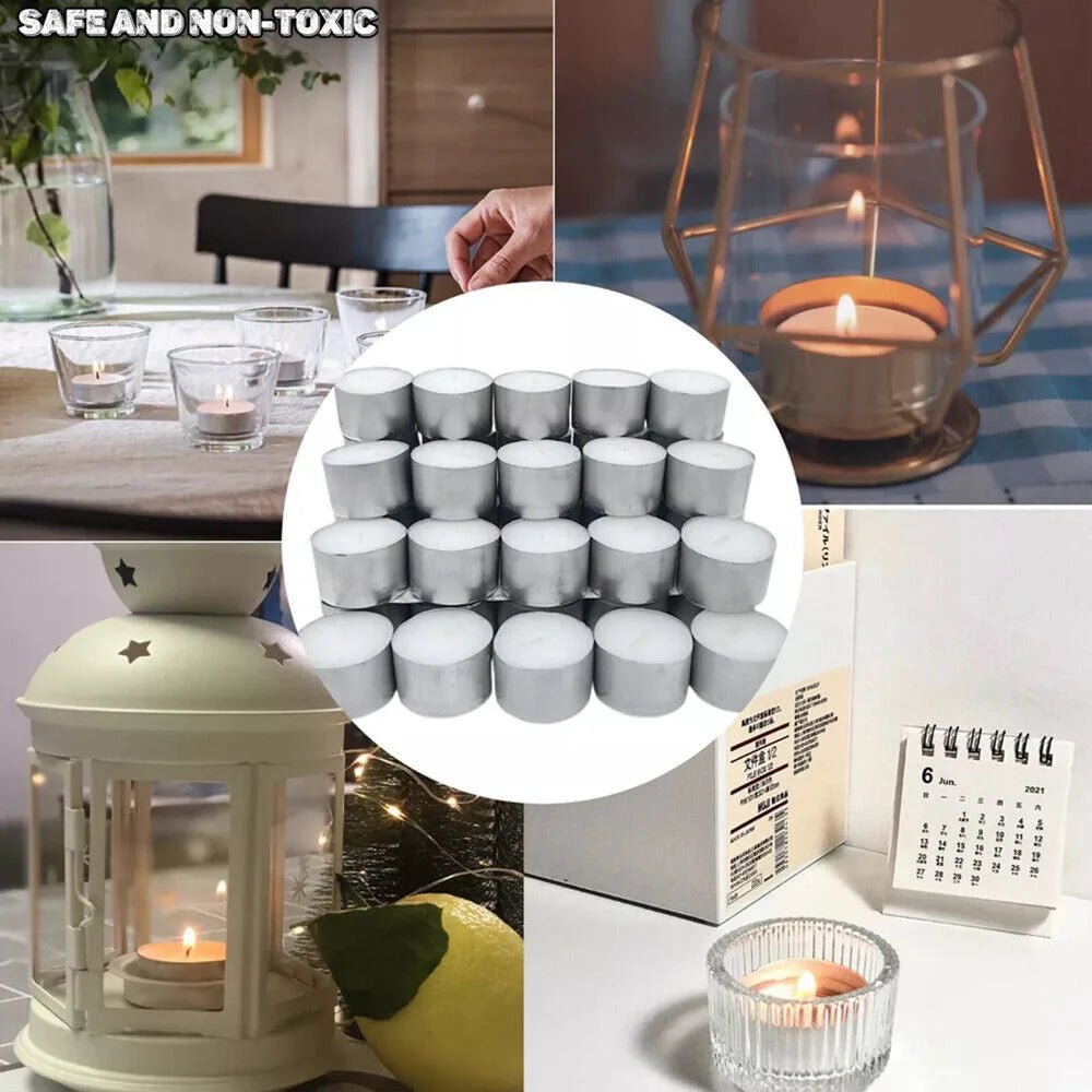 White Unscented Tea Night Light Candles 200 Pack - Hans Lumiere