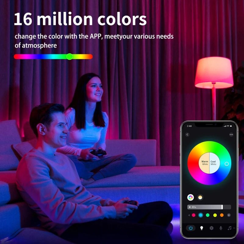 WiFi Bluetooth Smart LED Bulb E27 RGB + Tunable White, Alexa & Google, 1-12 Pack - Hans Lumiere
