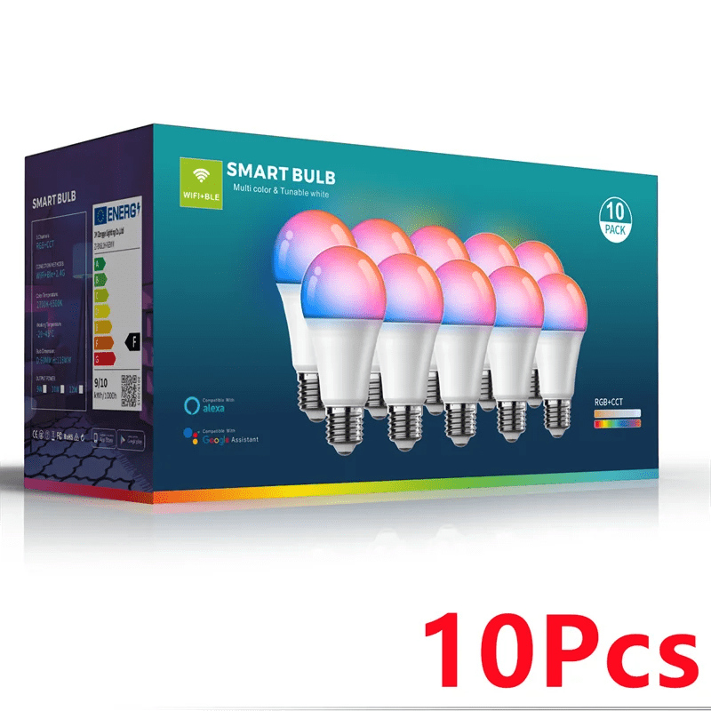 WiFi Bluetooth Smart LED Bulb E27 RGB + Tunable White, Alexa & Google, 1-12 Pack - Hans Lumiere