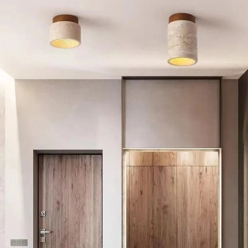 Yellow Marble Japanese Creative Natural Small Ceiling Light - Hans Lumiere